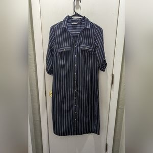 Mlle Gabrielle Black and Blue pinstripe Shirt dress PM